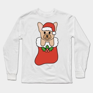 Christmas Cream French Bulldog Stocking Long Sleeve T-Shirt